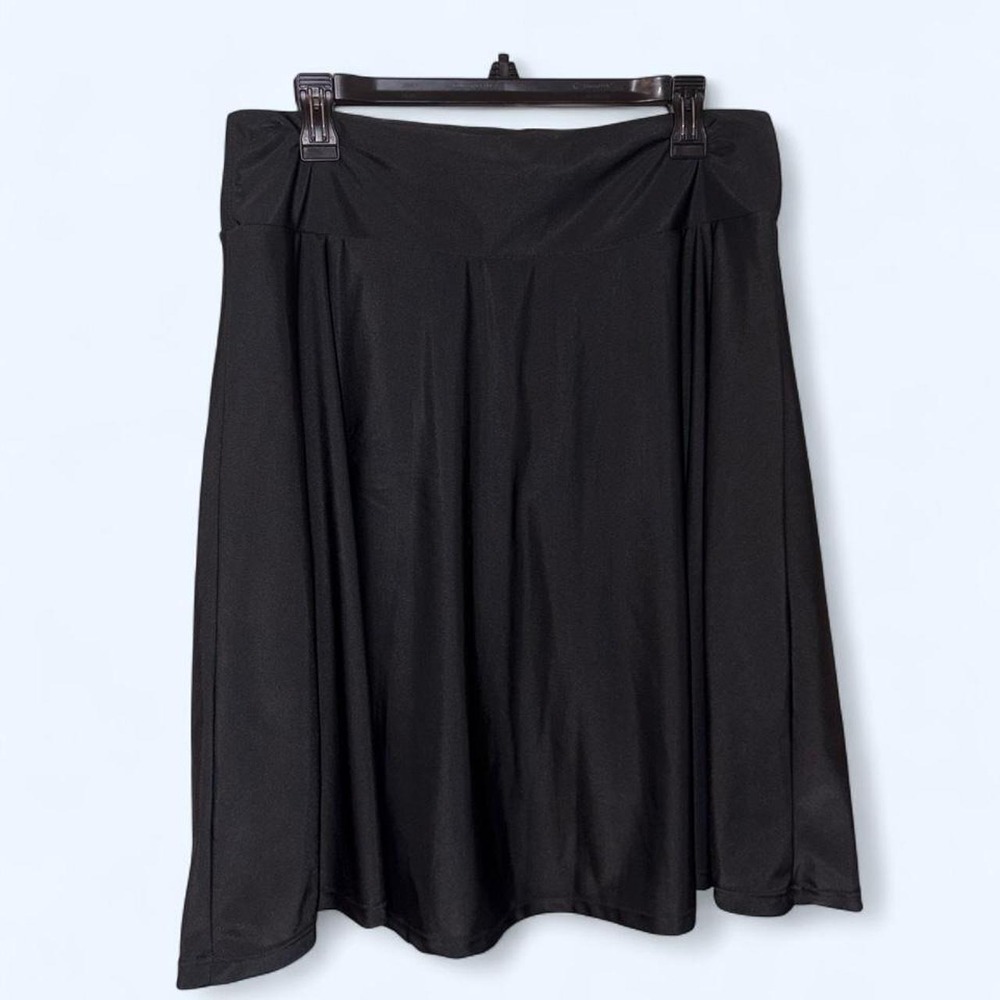 Black midi skirt with pleats elastic waistband #midi #pleated 2XL short under